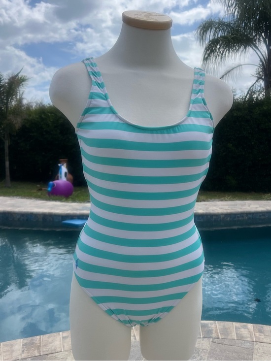 Polo Ralph Lauren Other - Polo by Ralph Lauren Aqua and White Striped One-Piece Swimsuit